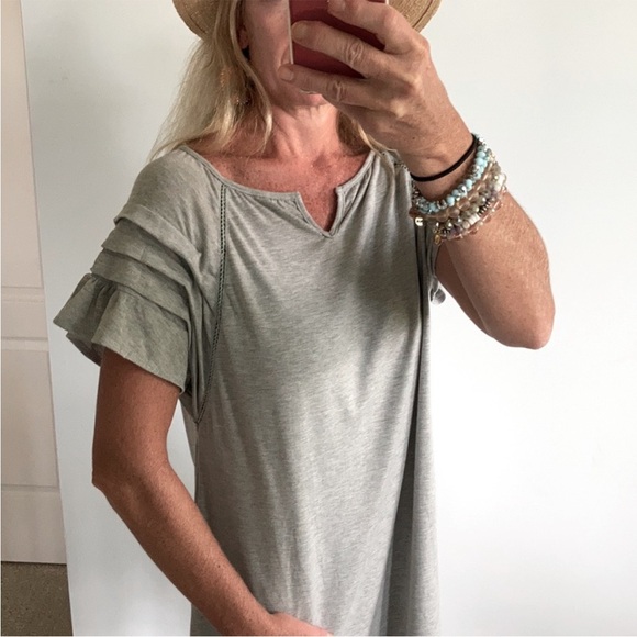 Grey Tiered Ruffle Sleeve Dress - Picture 3 of 10